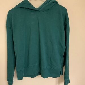 Zara Cropped Long Sleeve Green Hoodie Sweatshirt Pullover
